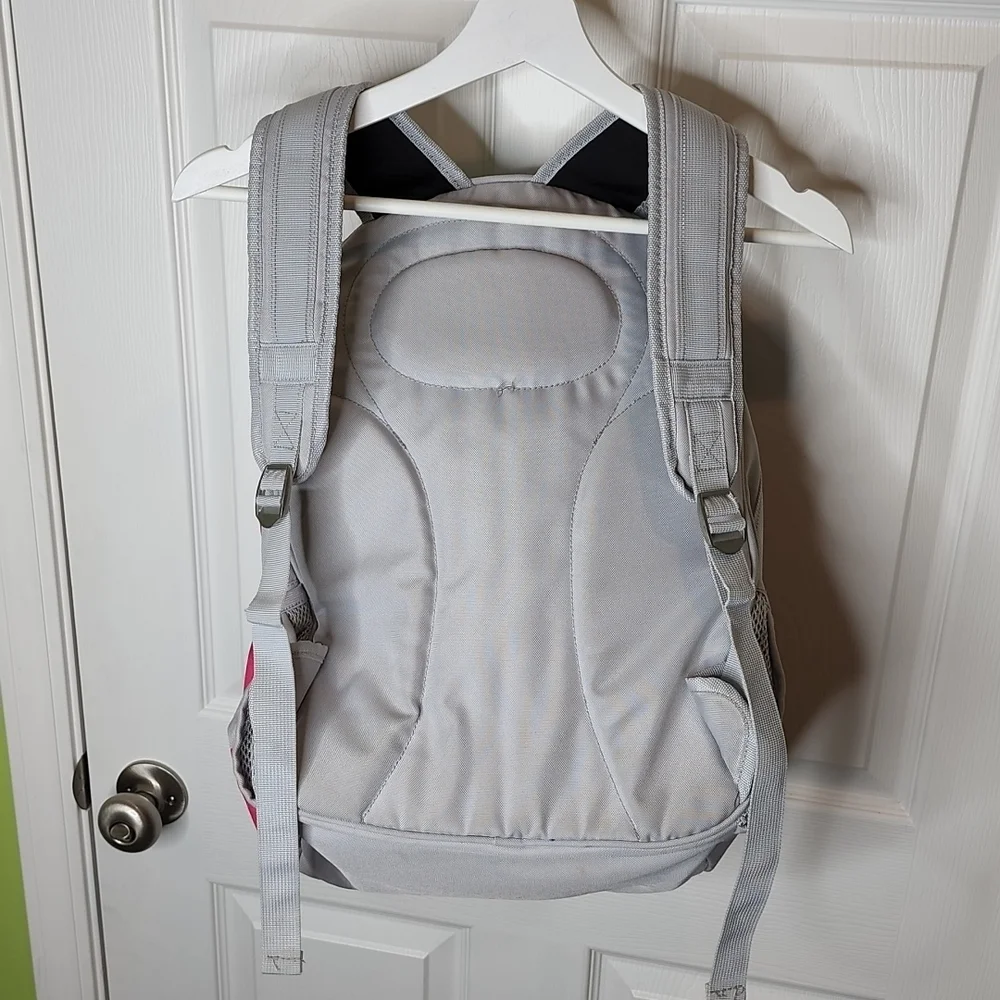 Pottery Barn Kids Fairfax Pink/Gray Stripe Gray Trim Large Backpack rLm